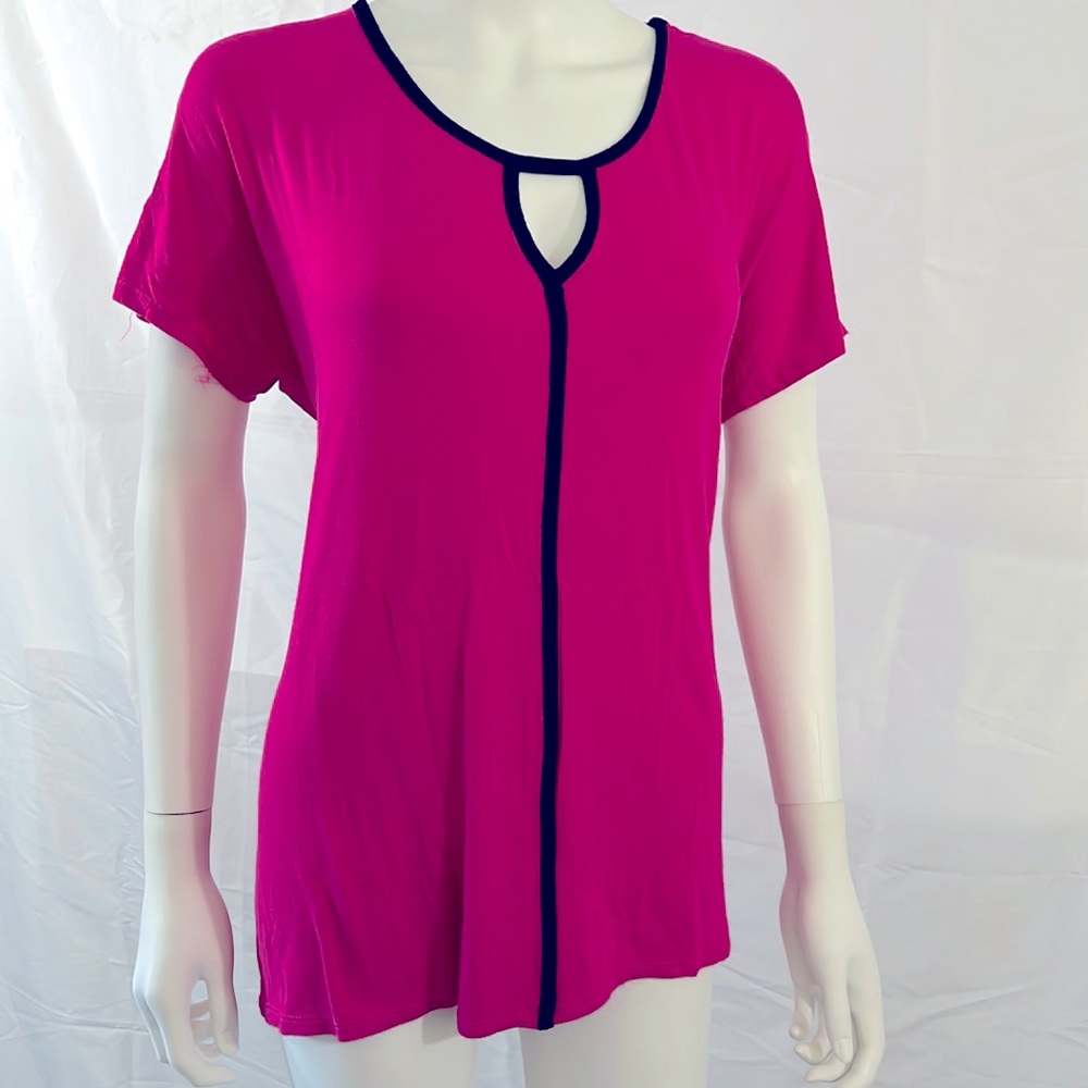 Hot Pink Top with black stripes